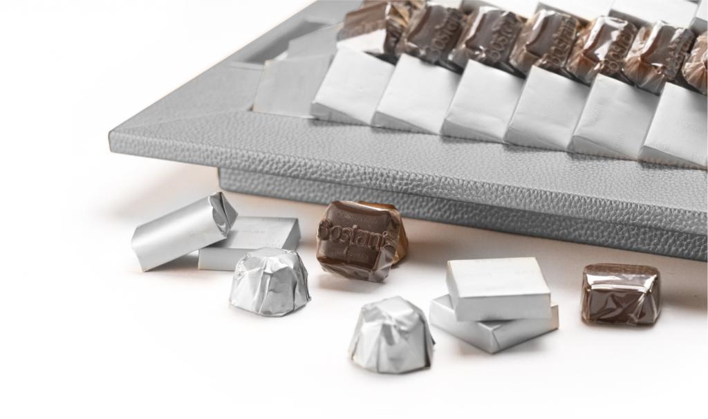Leatherd Tray Small Silver Mix Chocolate