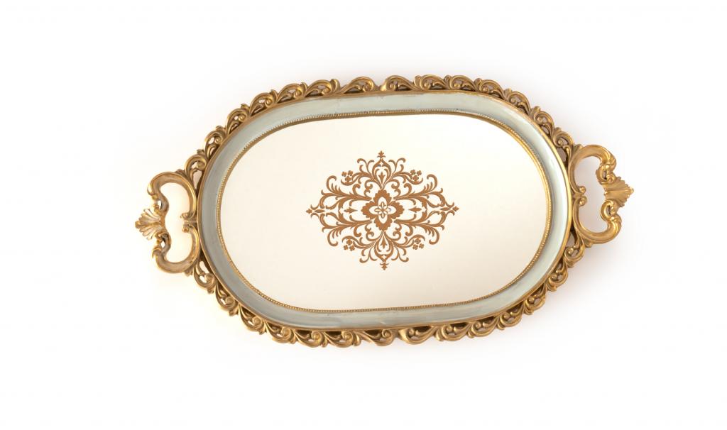 Fancy Tiffany Mirror Dish With Eidkom Mobarak Phrase 1600g