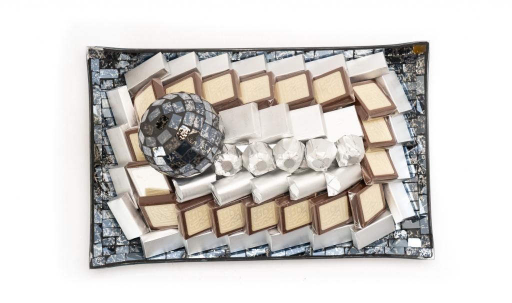 Congratulations Small Black And Silver Mosaic Rectangle Glass Plate