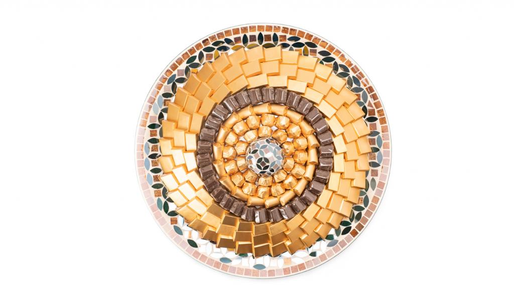 Big Colored Mosaic Round Glass Plate
