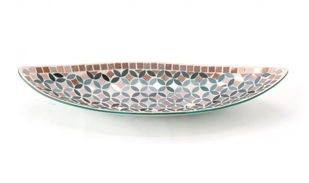 Medium Colored Mosaic Oval Glass Plate