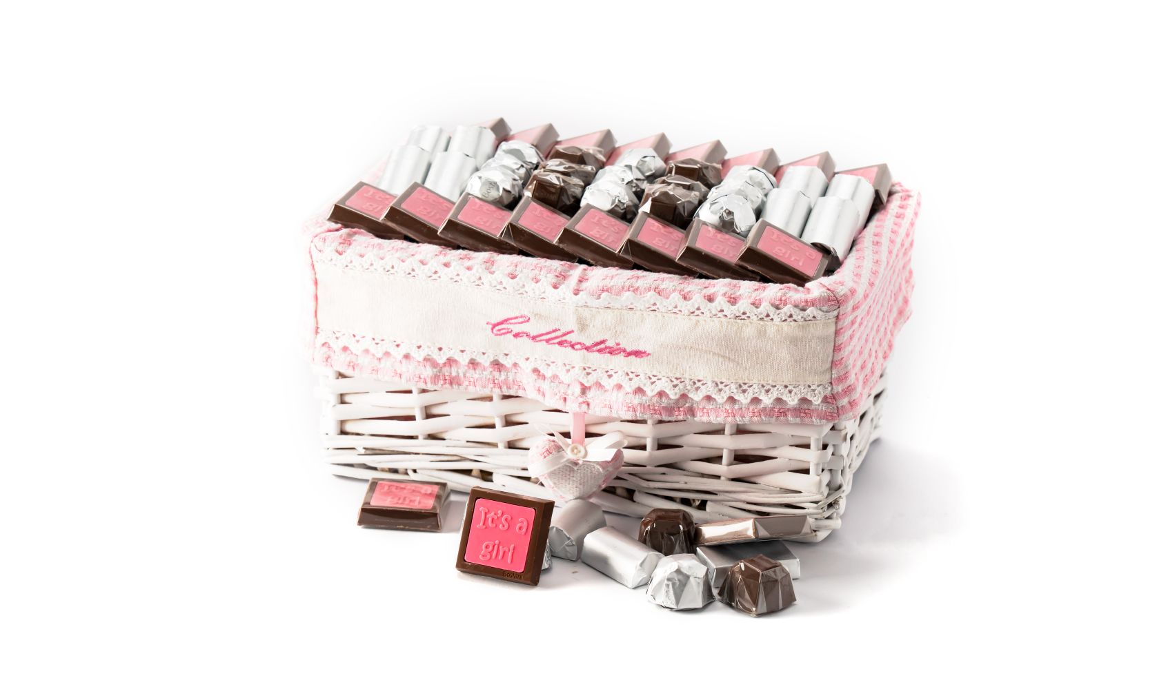 It's a Girl Basket Pink Small Rectangle