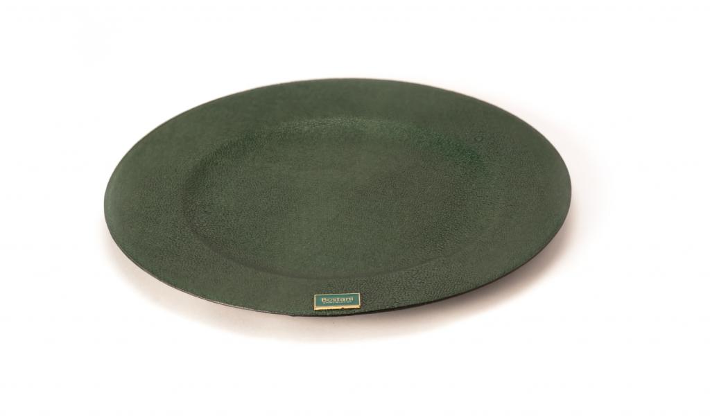 Fancy Green Round Leathered Tray With Kol 3am w Antom bkher Phrase 940g