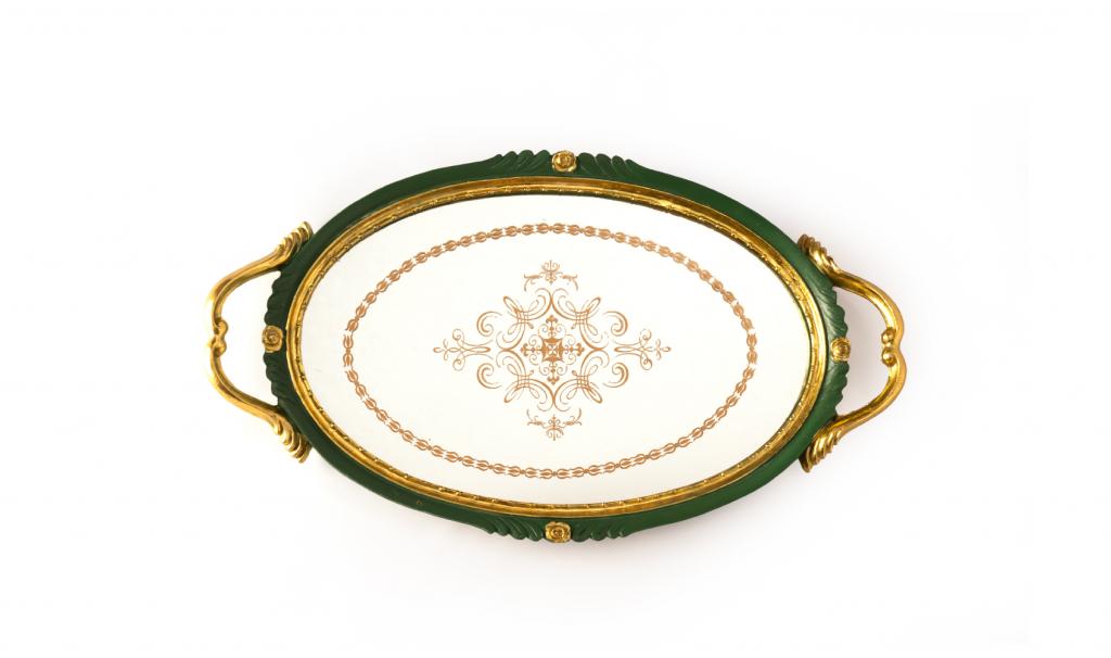 Fancy Green Mirror Dish With Eidkom Mobarak Phrase 960g