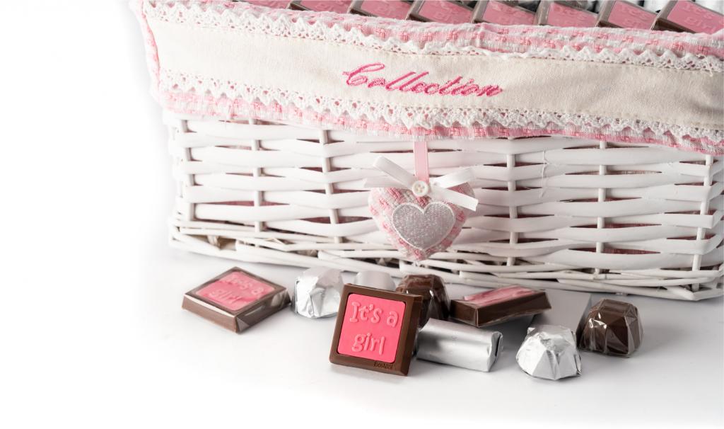 It's a Girl Basket Pink Meidum Rectangle