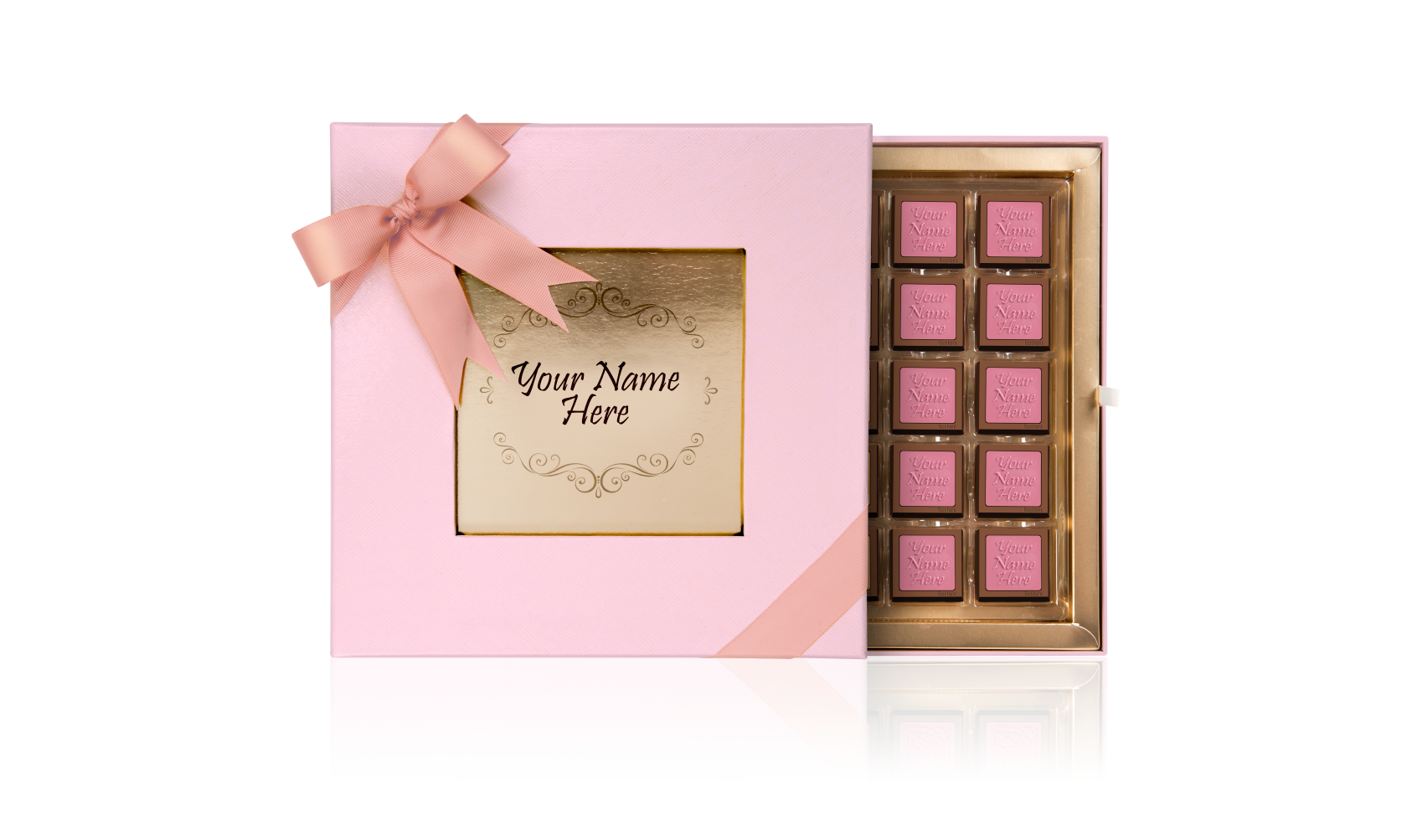 Leathered Box 50 PCS Chocolate pink
