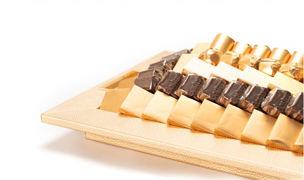 Leatherd Tray Gold Small Mix Chocolate