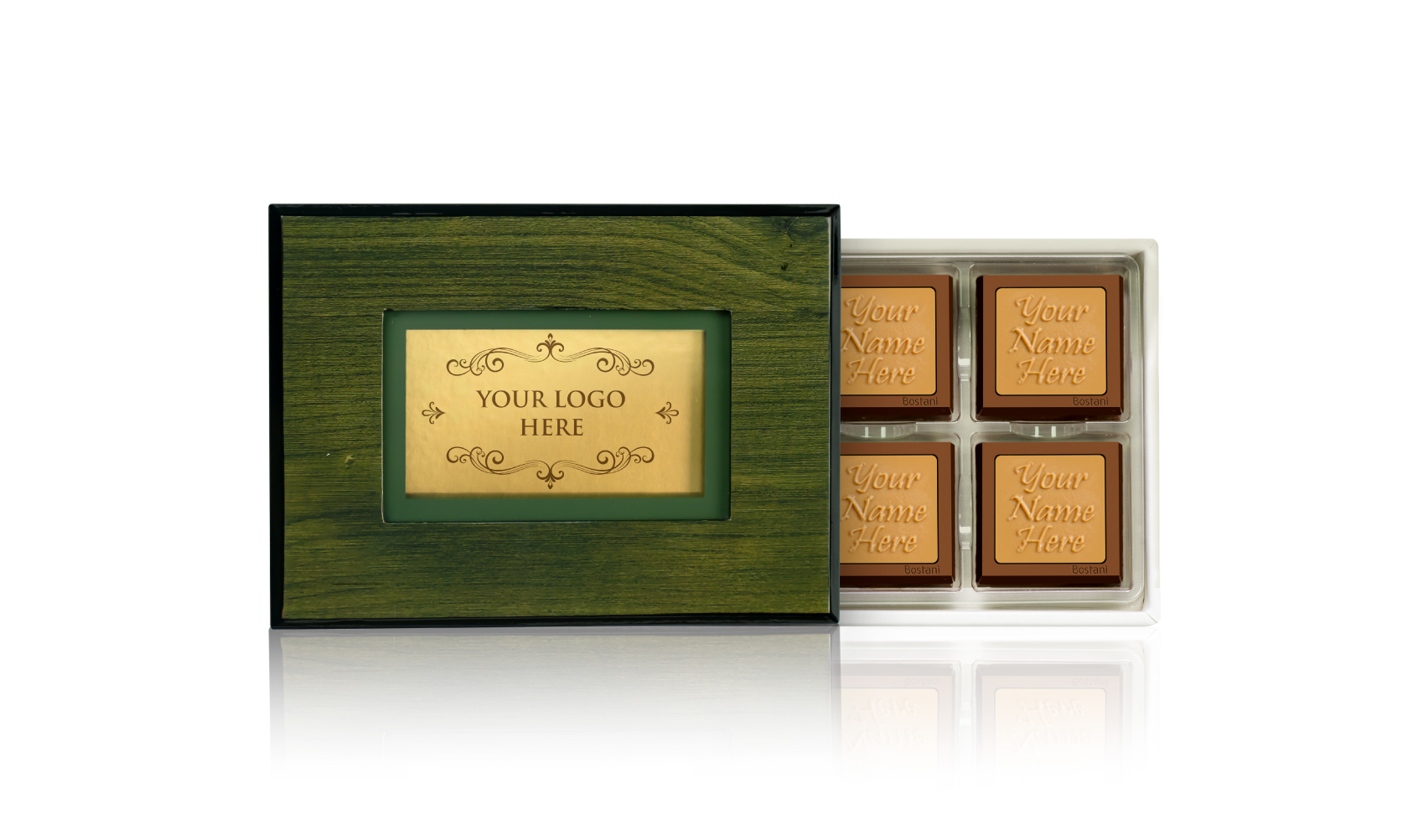 Green Wooden Box 12 PCS Chocolate