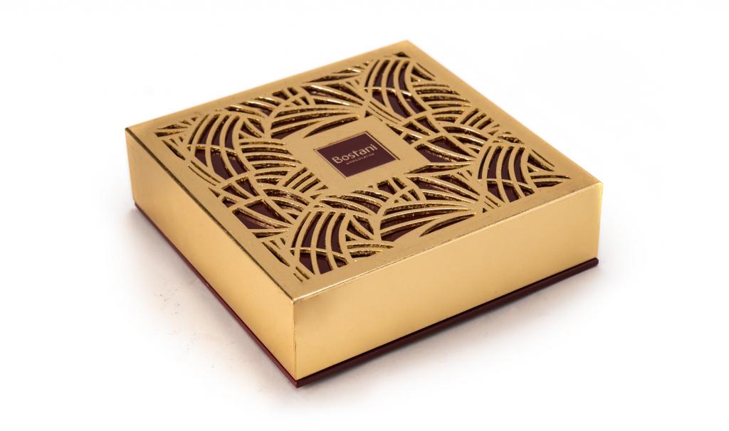 العلبة الذهبية لون بني مع عبارة حمداً على السلامة على الشوكولا 32 حبة 