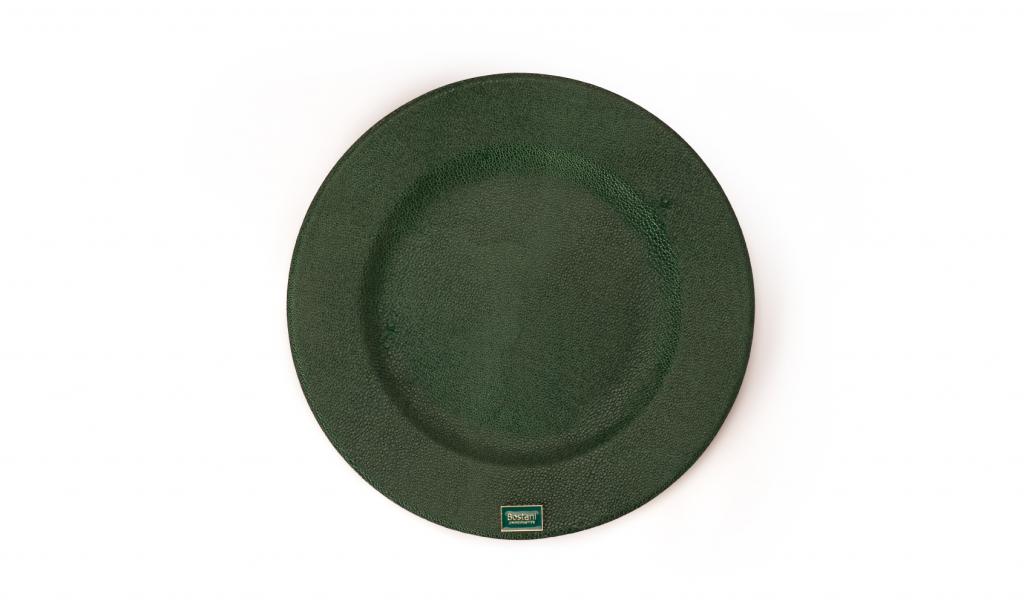 Fancy Green Round Leathered Tray With Kol 3am w Antom bkher Phrase 940g