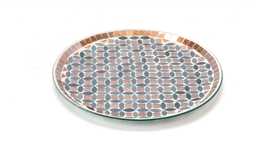 Big Colored Mosaic Round Glass Plate