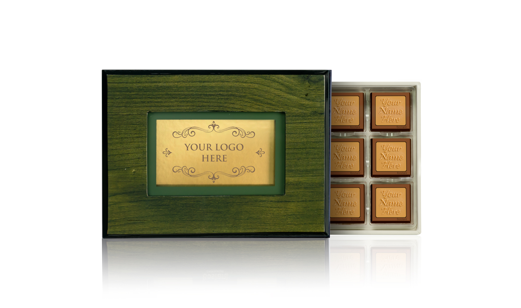 Green Wooden Box 24 PCS Chocolate