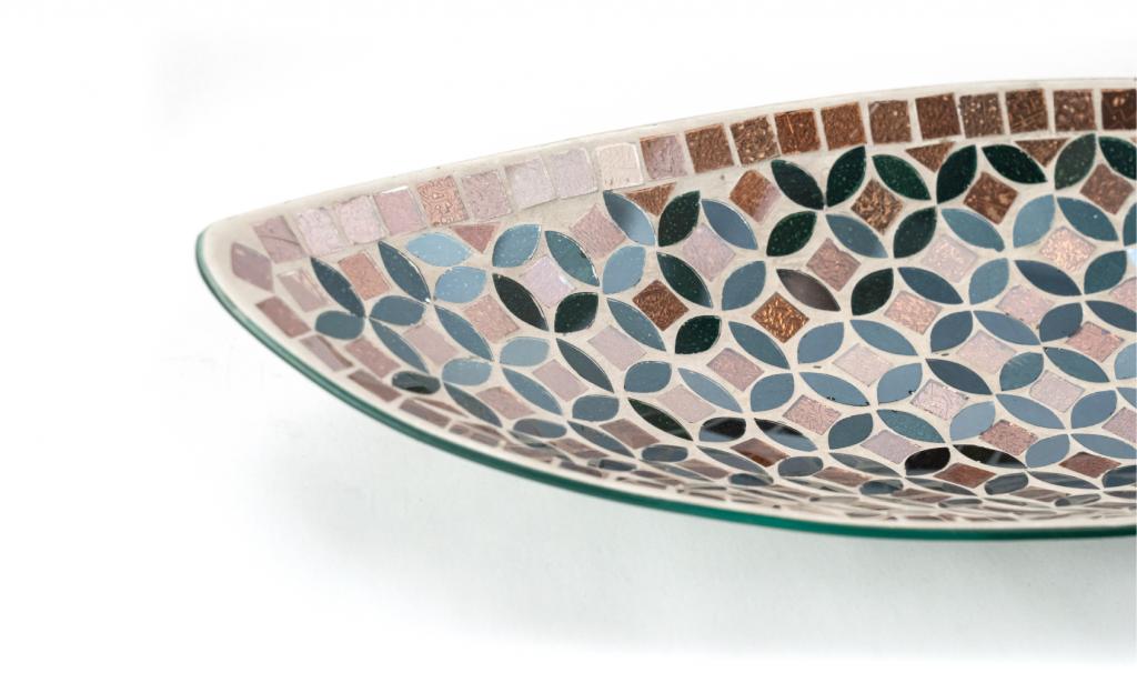 Big Colored Mosaic Oval Glass Plate